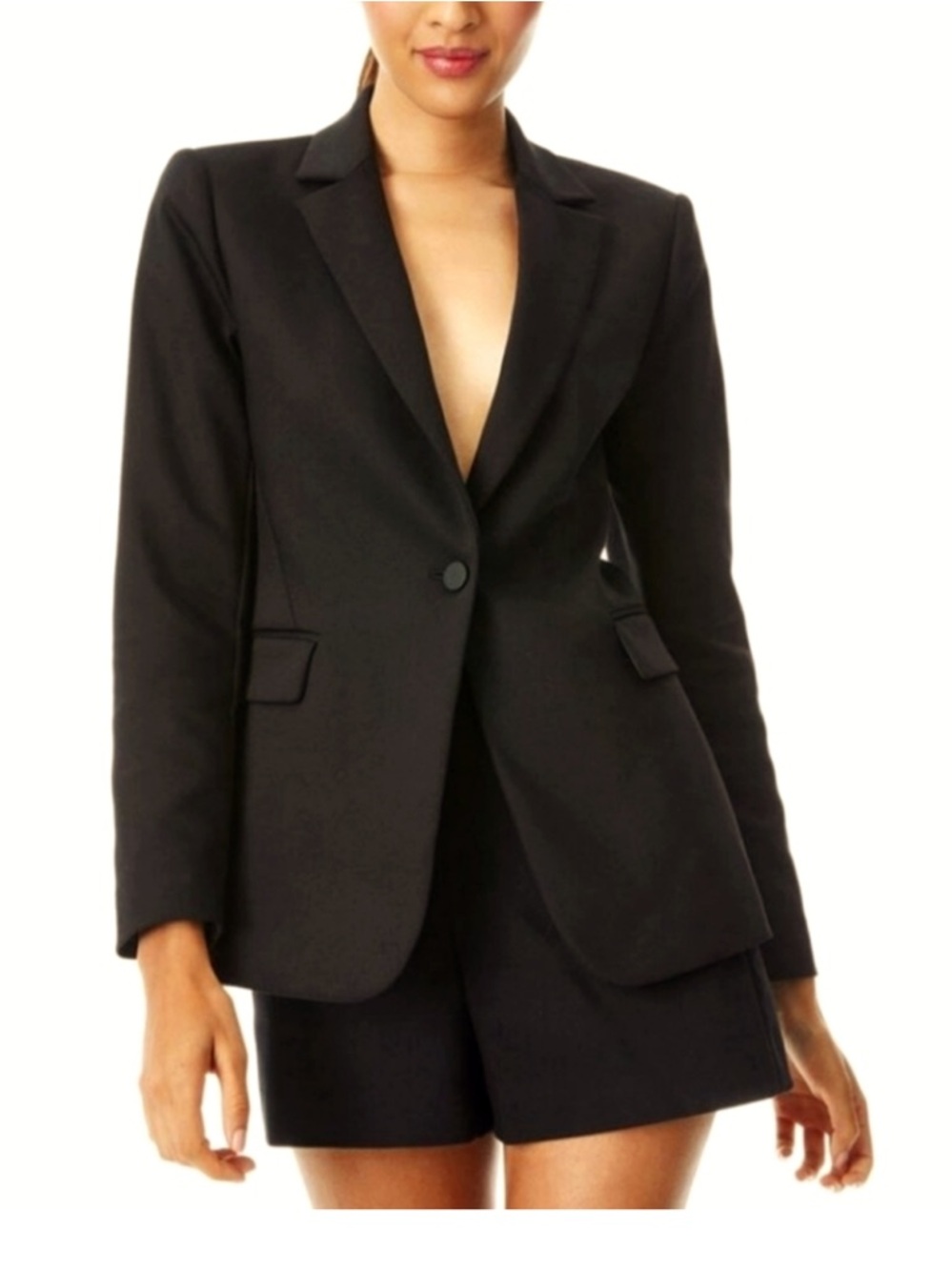 Alice + Olivia Classics Luxury Black Single-Button Tailored Blazer, Edgy Career
